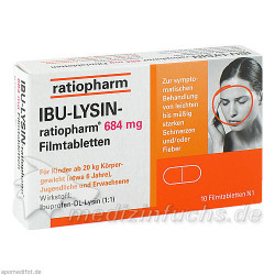 IBU-LYSIN-ratiopharm 684mg Filmtabletten, 10 ST – PZN 7628500
