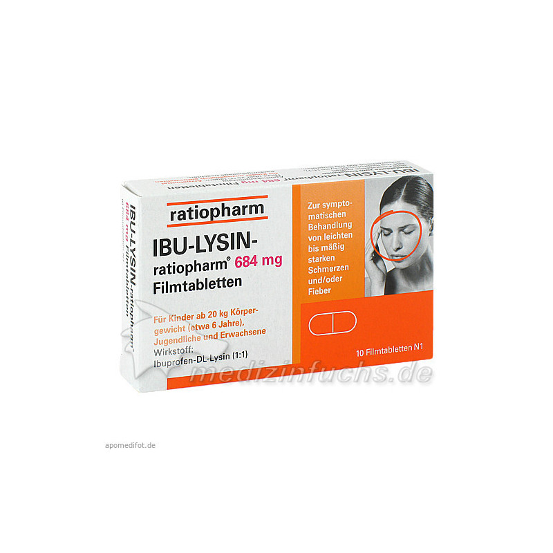 IBU-LYSIN-ratiopharm 684mg Filmtabletten, 10 ST – PZN 7628500