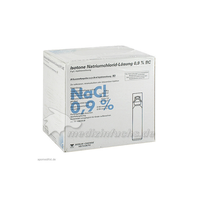 Isotone NaCl Lösung 0.9% BC Plast, 20X20 ML – PZN 2337181
