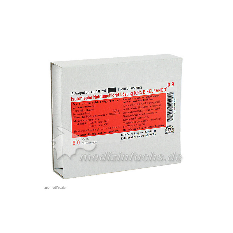 Isotonische Natriumchlorid-Lösung 0.9% EIFELFANGO, 5X10 ML – PZN 874265