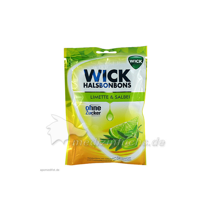 WICK Limette & Salbei Bonbons o.Zucker, 72 G – PZN 8862072
