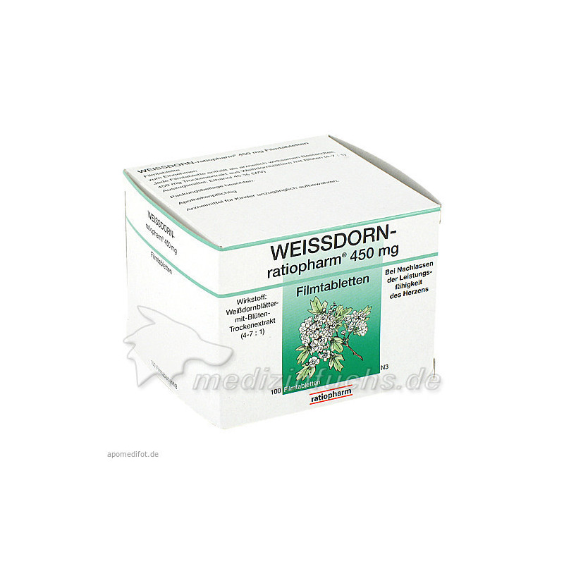 WEISSDORN RATIOPHARM 450 mg Filmtabletten, 100 ST – PZN 3812997