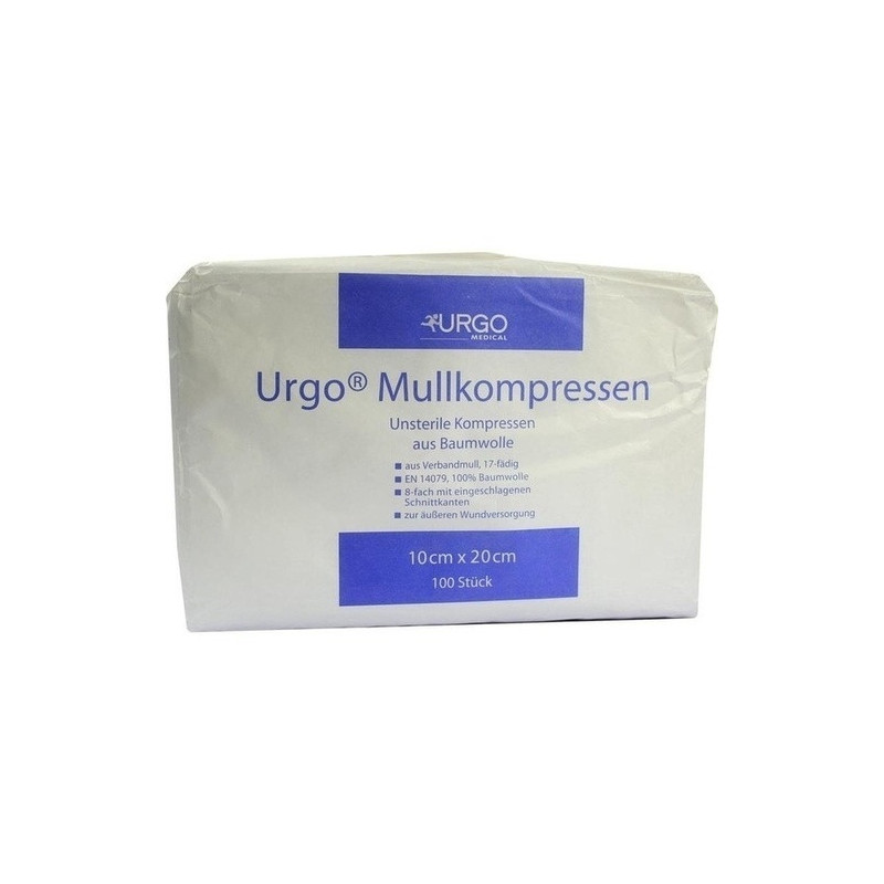 Urgo Mullkompresse unsteril 10x20cm 8fach, 100 ST – PZN 1103736