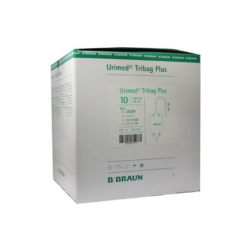 Urimed Tribag Plus Urin-Beinbtl.500ml steril 40cm, 10 ST – PZN 5015911