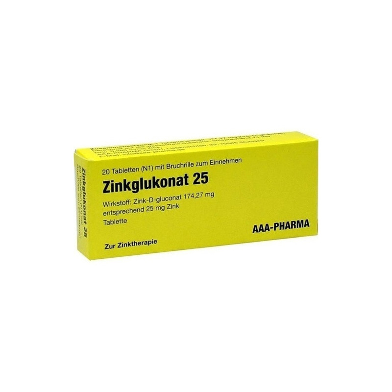 ZINKGLUKONAT 25 Tabletten, 20 ST – PZN 9643099
