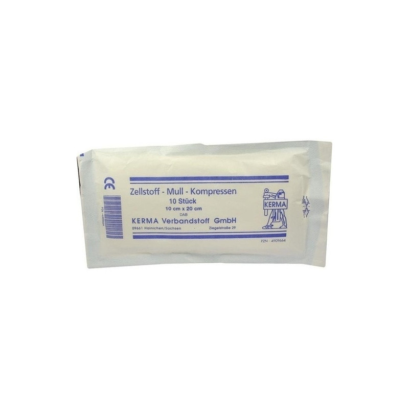 ZELLSTOFF MULLKOMPRESSEN 10x20 cm unsteril, 10 ST – PZN 4909664