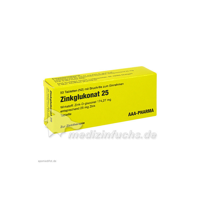 ZINKGLUKONAT 25 Tabletten, 50 ST – PZN 9643107