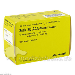 ZINK 20 AAA Pharma Dragees, 100 ST – PZN 790077