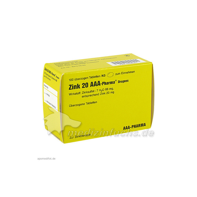 ZINK 20 AAA Pharma Dragees, 100 ST – PZN 790077