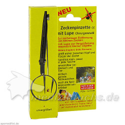 ZECKENPINZETTE Chirurgenstahl mit Lupe, 1 ST – PZN 1317319