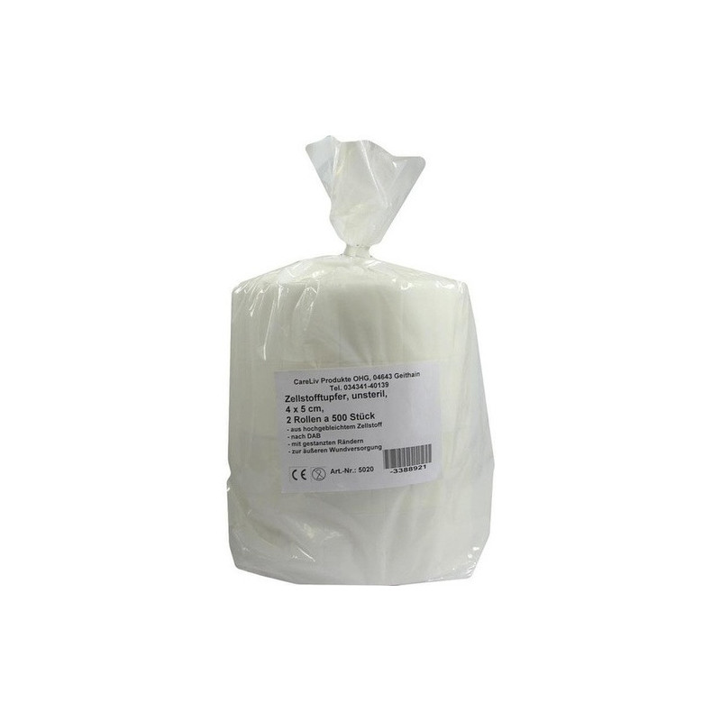 ZELLSTOFFTUPFER 4x5 cm Rolle, 2X500 ST – PZN 3388921