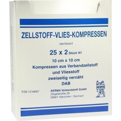 ZELLSTOFF VLIES KOMPRESSEN 10x10 cm steril, 25X2 ST – PZN 7218067