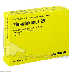 ZINKGLUKONAT 25 Tabletten, 100 ST – PZN 9643113