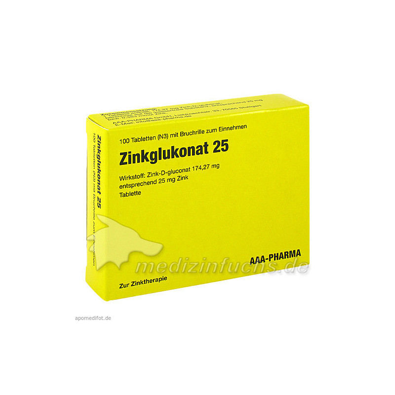 ZINKGLUKONAT 25 Tabletten, 100 ST – PZN 9643113
