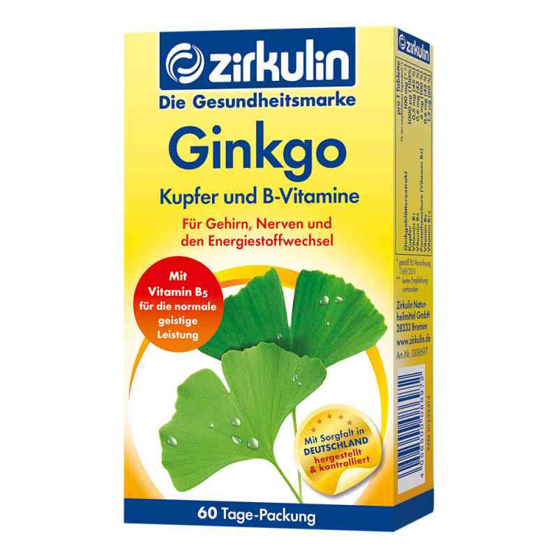 Zirkulin Ginkgo Kupfer und B-vitamine Tabletten (60 stk) – PZN 10339314