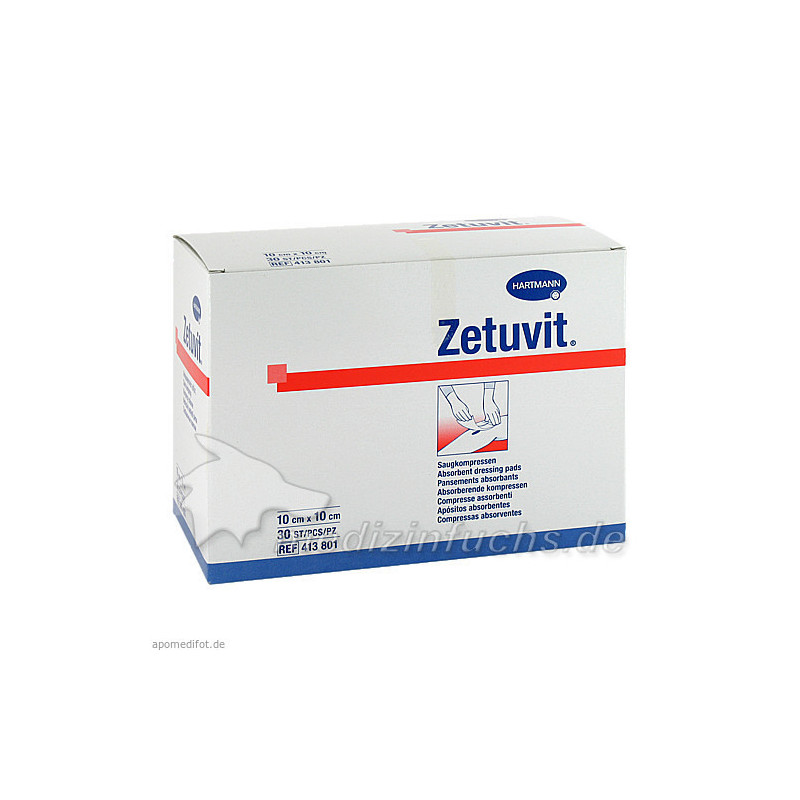 ZETUVIT Saugkompressen unsteril 10x10 cm, 30 ST – PZN 1905507