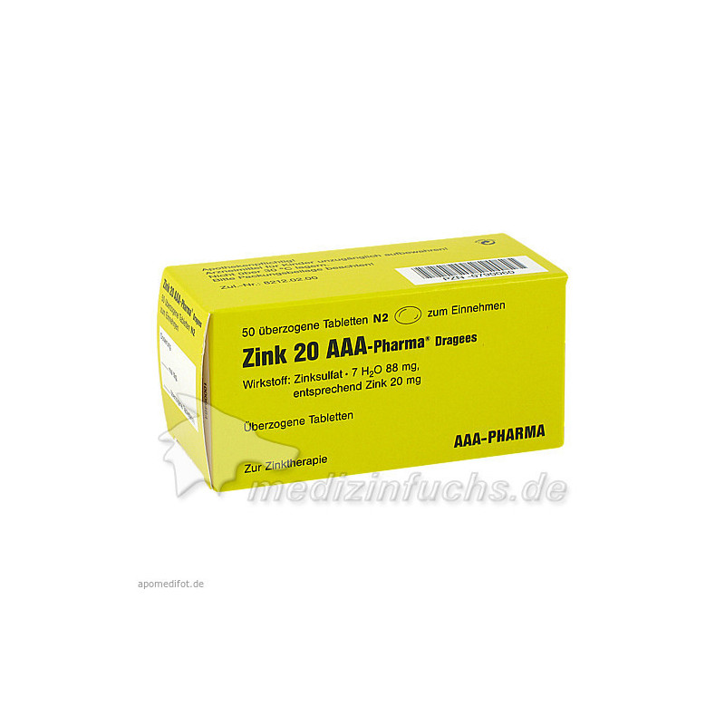 ZINK 20 AAA Pharma Dragees, 50 ST – PZN 790060