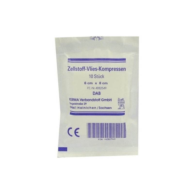 ZELLSTOFF VLIES KOMPRESSEN 6x8 cm unsteril, 10 ST – PZN 4082549