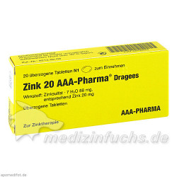 ZINK 20 AAA Pharma Dragees, 20 ST – PZN 790054