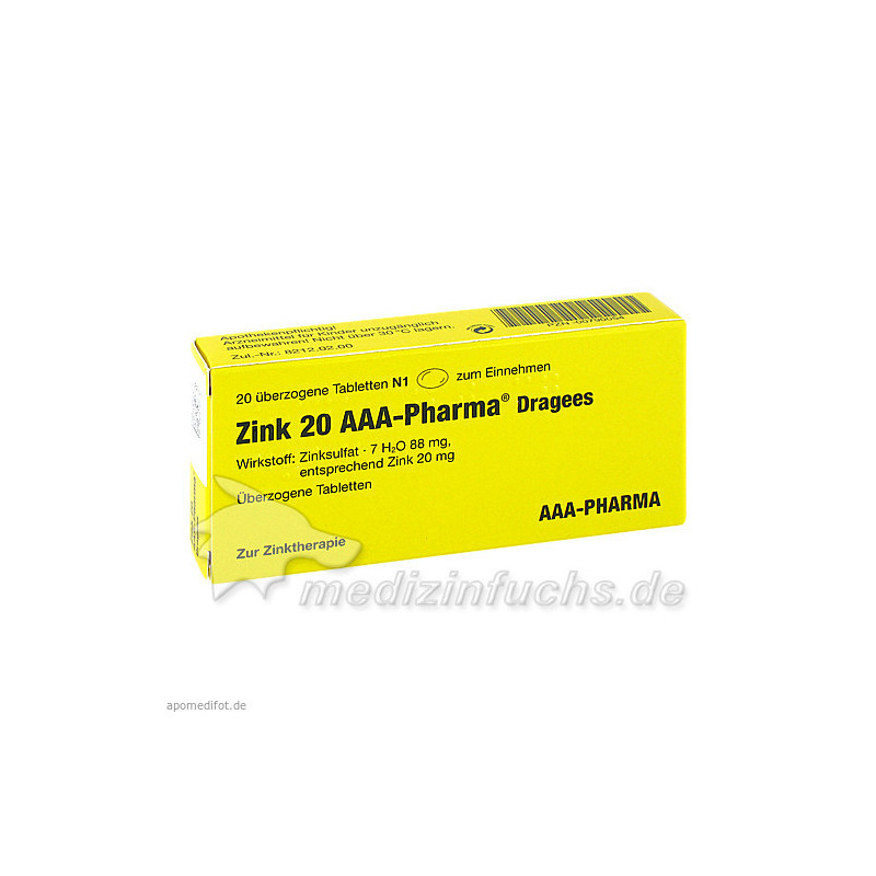 ZINK 20 AAA Pharma Dragees, 20 ST – PZN 790054