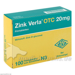 ZINK VERLA OTC 20 mg Filmtabletten, 100 ST – PZN 3000549