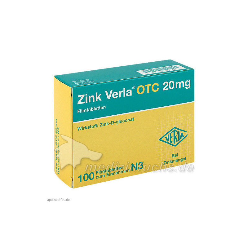 ZINK VERLA OTC 20 mg Filmtabletten, 100 ST – PZN 3000549