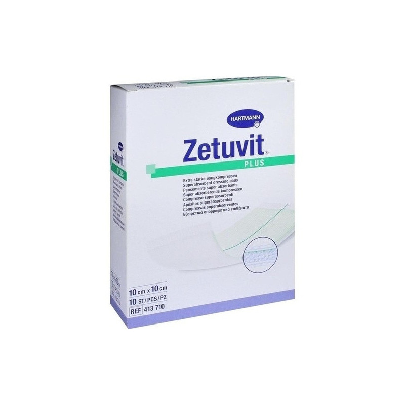 ZETUVIT Plus extrastarke Saugkompr.steril 10x10 cm, 10 ST – PZN 11368393