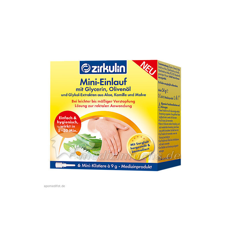 ZIRKULIN Mini-Einlauf mit Glyzerin Klistiere, 6X9 G – PZN 11544312