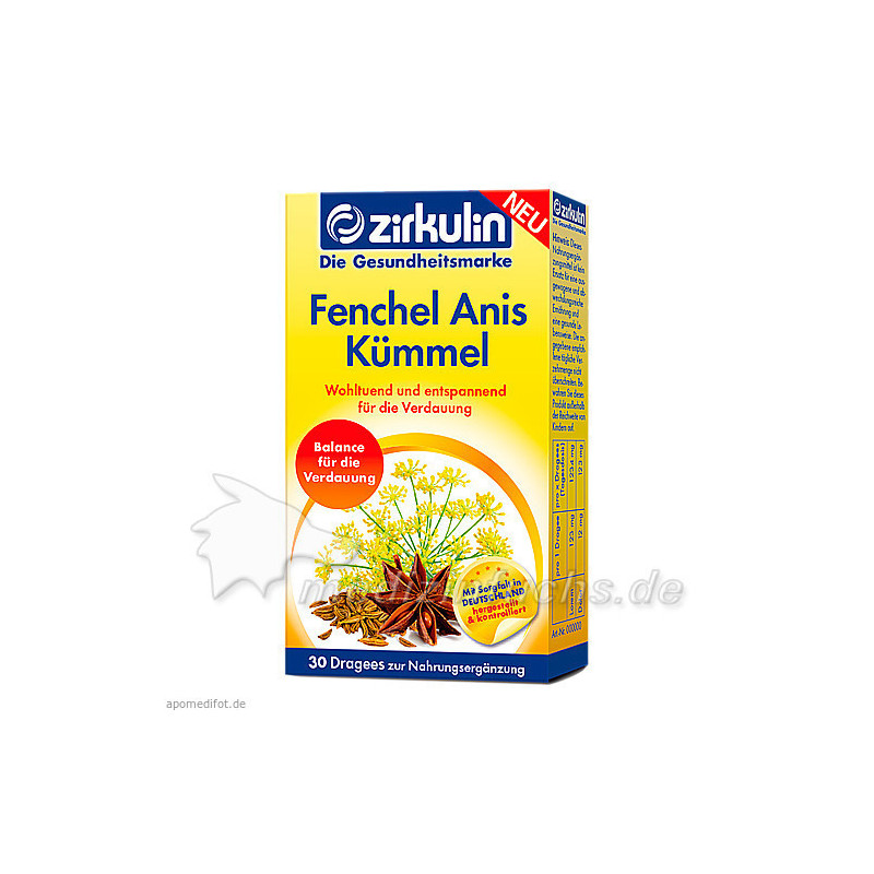 Zirkulin Fenchel Anis Kümmel Dragees, 30 ST – PZN 12493427