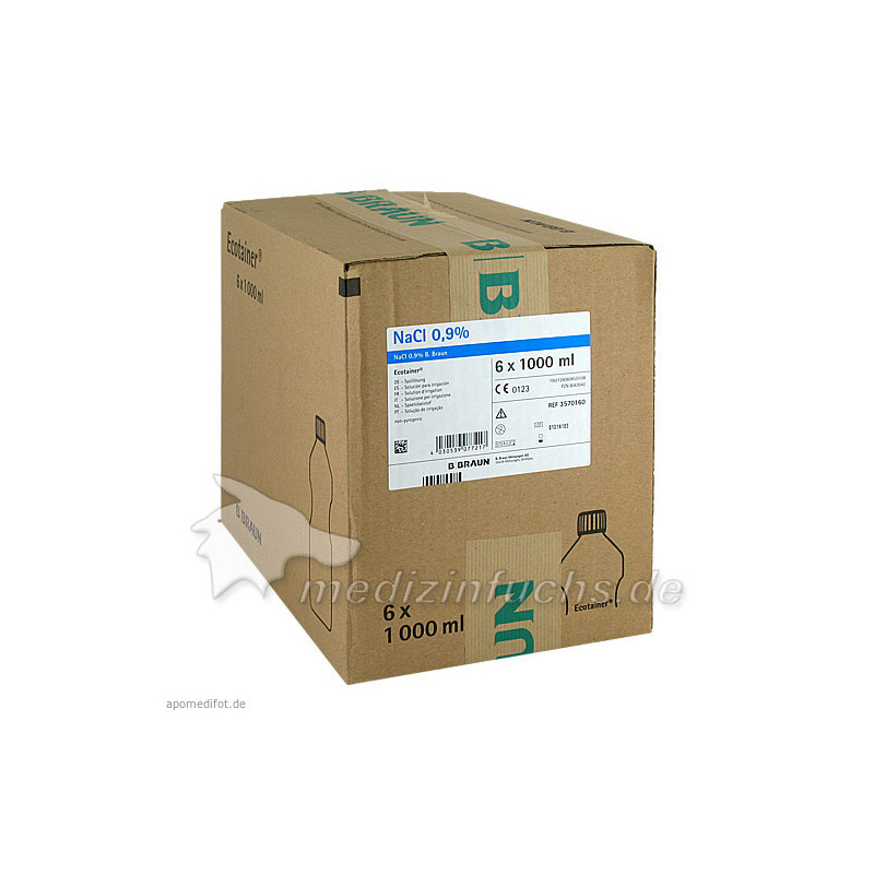 Kochsalzlösung 0.9% B.Braun Spüllösung Ecotainer, 6X1000 ML – PZN 6063042