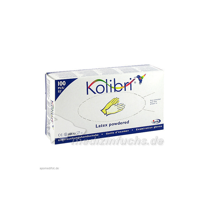 Kolibri Untersuchungshandschuh Latex gepudert M, 100 ST – PZN 701702
