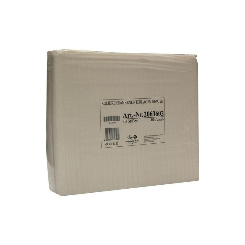 Kolibri Krankenunterlagen-Flocken60x90cm weiß/lila, 30 ST – PZN 5128207