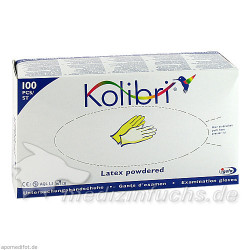Kolibri Untersuchungshandschuh Latex gepudert L, 100 ST – PZN 701719