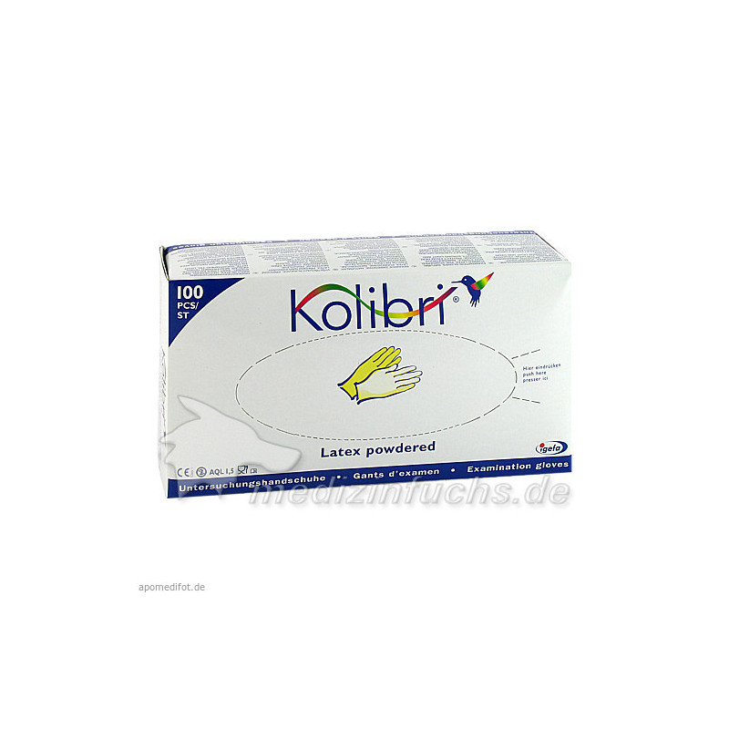 Kolibri Untersuchungshandschuh Latex gepudert L, 100 ST – PZN 701719