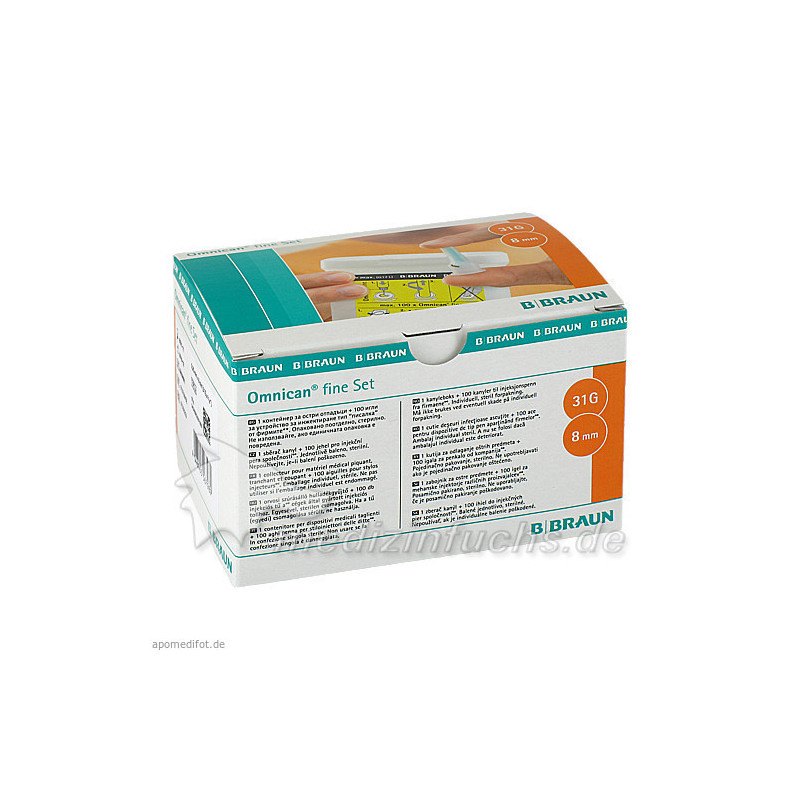 Omnican fine Set a 100 Kanülen 0.25x8mm, 1 P – PZN 7350252