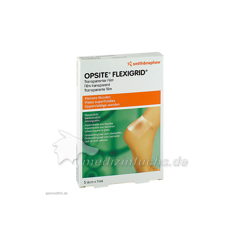 OpSite Flexigrid 6x7cm transp. wasserd. Verb. ster, 5 ST – PZN 81725