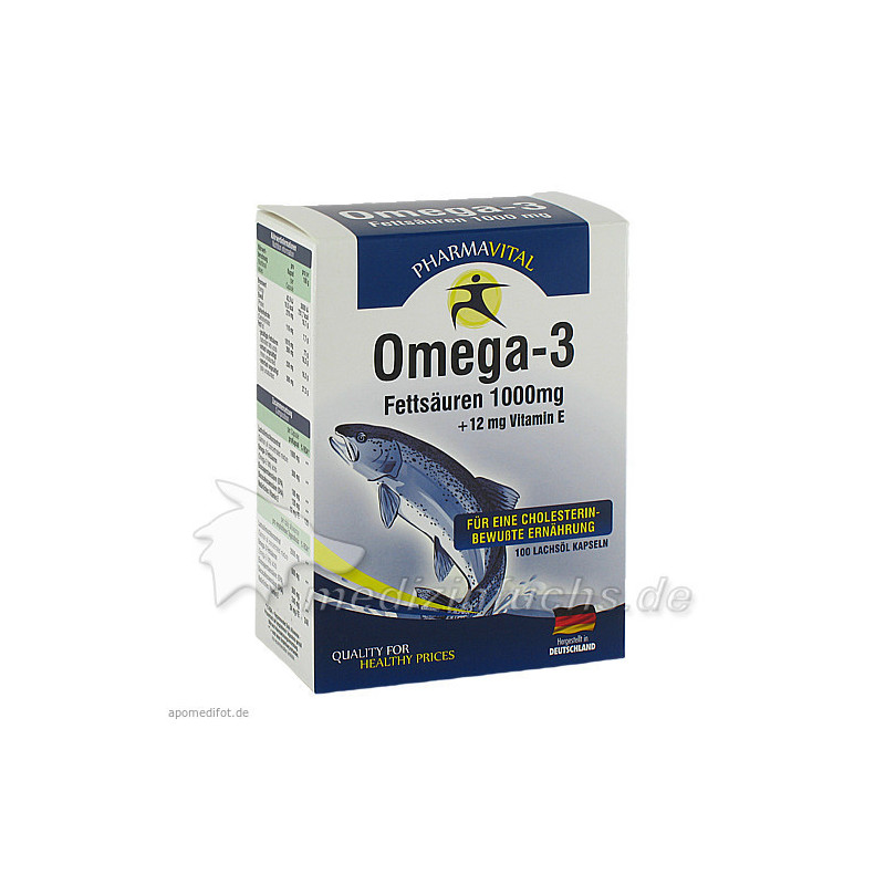 Omega 3 Fettsäuren 1000mg + 12mg Vitamin E, 100 ST – PZN 7643089