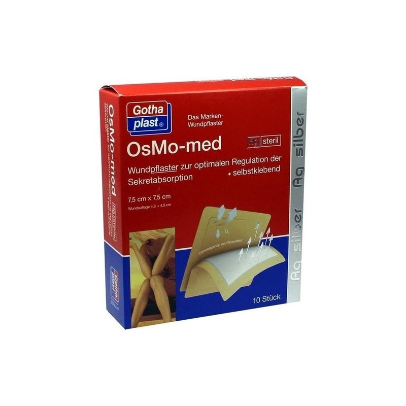 OsMo-med Ag Wundpflaster steril 7.5cmx7.5cm, 10 ST – PZN 9668834