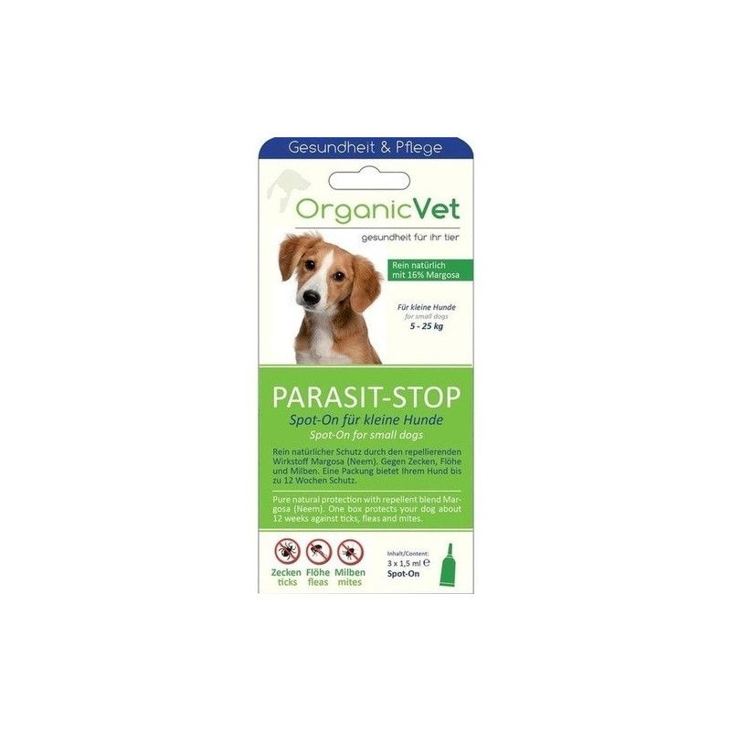 OrganicVet PARASIT-STOP Spot-On für kleine Hunde, 3X1.5 ML – PZN 9634226