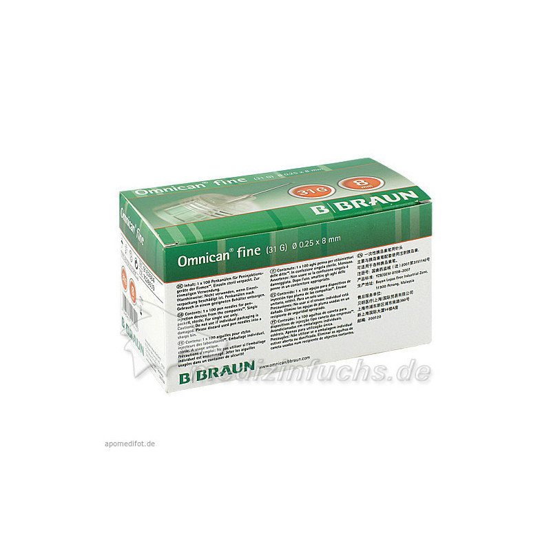 OMNICAN fine Pen-Kanüle G31 0.25X8mm, 100 ST – PZN 7028639