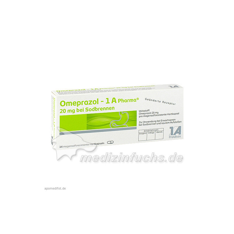 Omeprazol - 1 A Pharma 20mg bei Sodbrennen, 14 ST – PZN 6439524