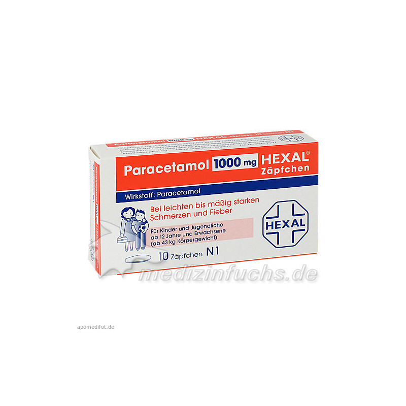 Paracetamol 1000 Hexal Zaepfchen, 10 ST – PZN 7524700