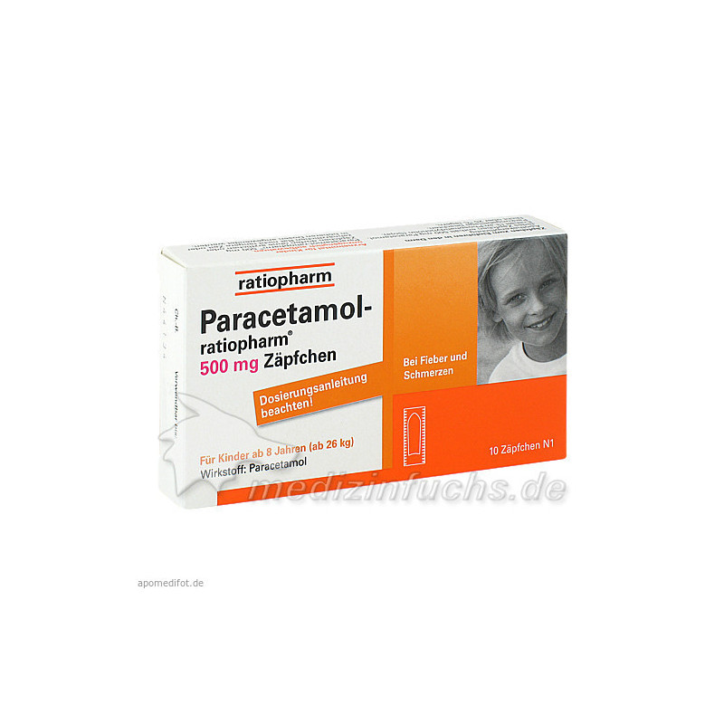 Paracetamol-ratiopharm 500mg Zäpfchen, 10 ST – PZN 3953605