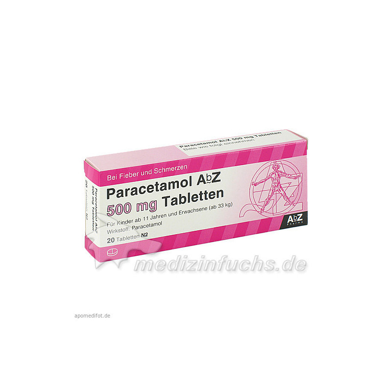 Paracetamol AbZ 500mg Tabletten, 20 ST – PZN 1234510
