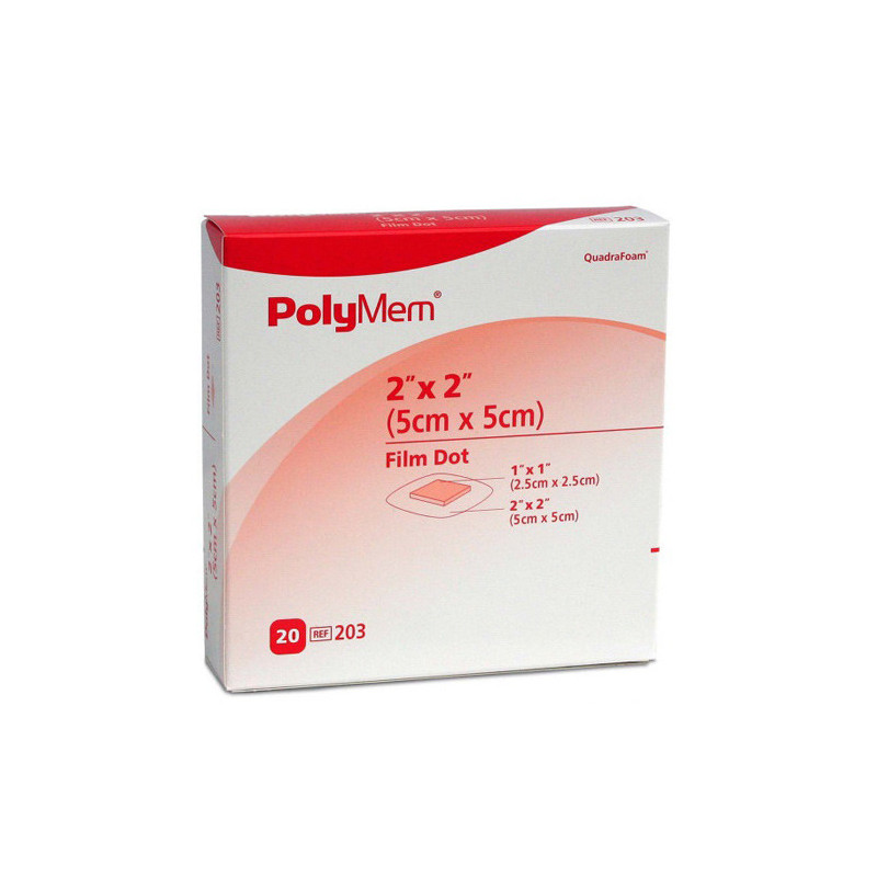 PolyMem Wund Pad m selbstkleb Pu Folie 2.5x2.5cm, 20 ST – PZN 2919842