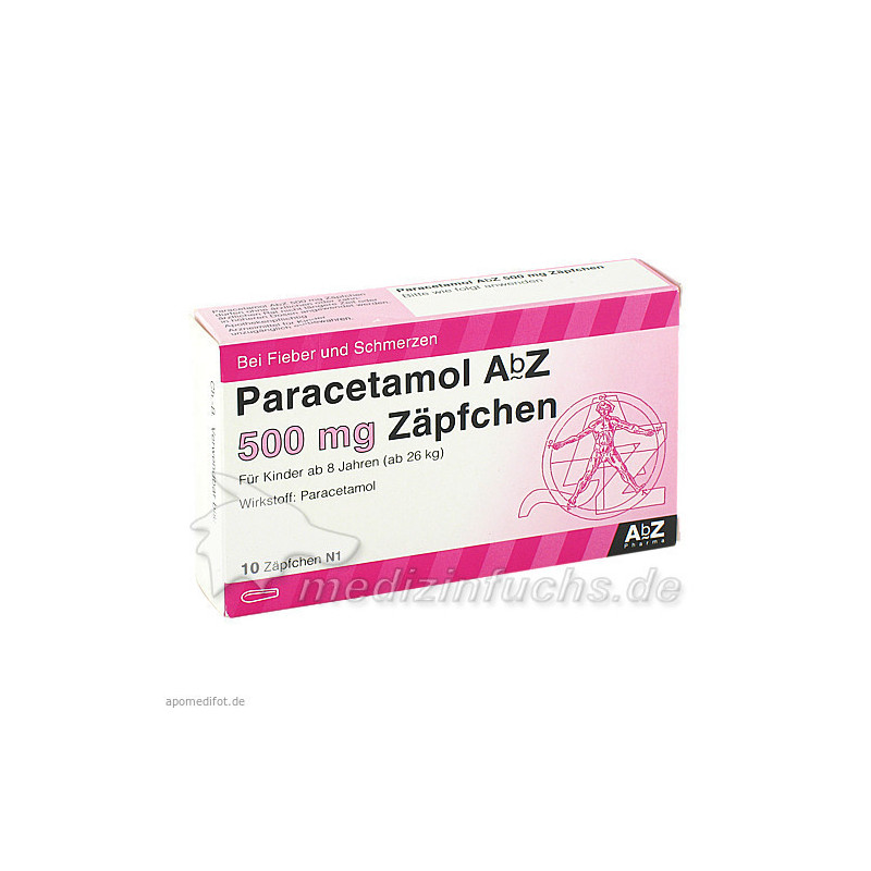 Paracetamol AbZ 500mg Zäpfchen, 10 ST – PZN 2058831