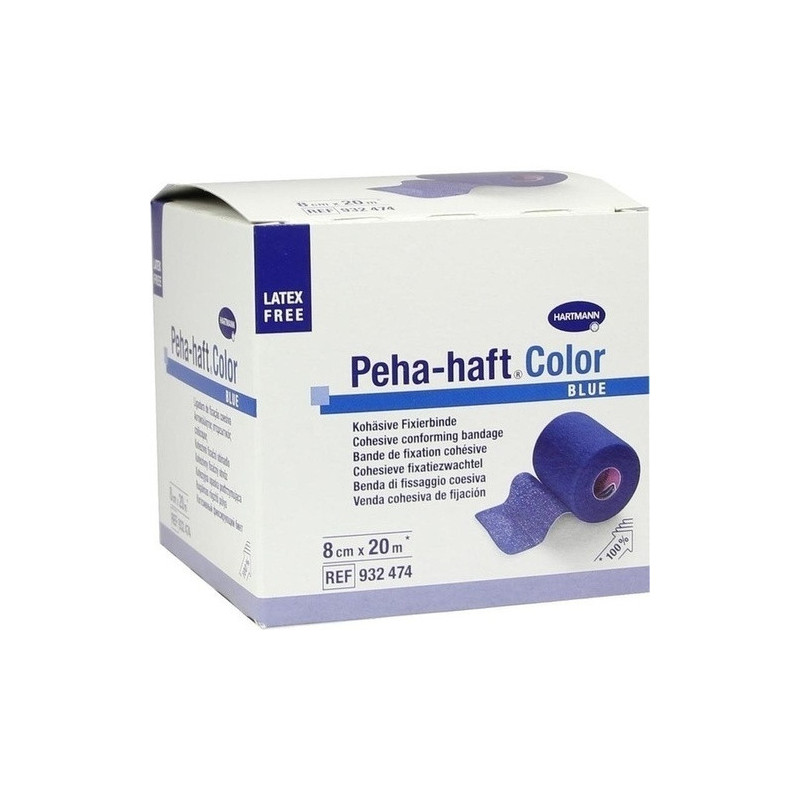 Peha-haft Color Fixierbinde latexfrei 8cmx20m blau, 1 ST – PZN 8886546