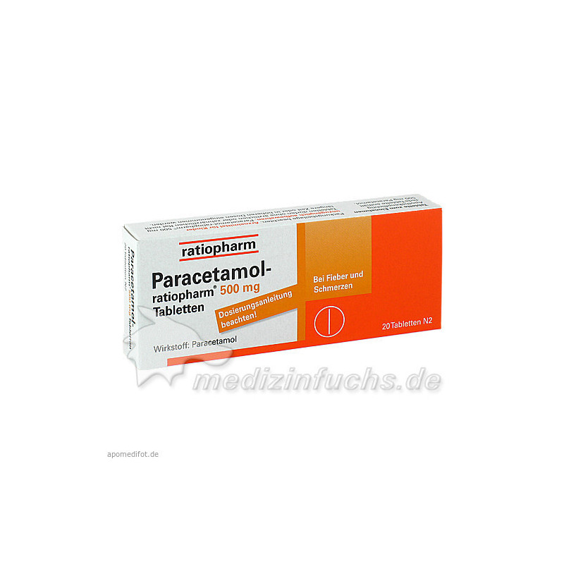 Paracetamol-ratiopharm 500mg Tabletten, 20 ST – PZN 1126111