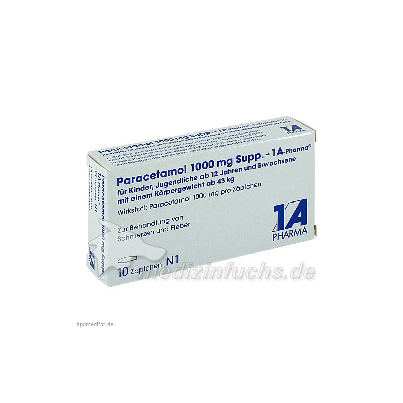 Paracetamol 1000mg Supp. - 1A-Pharma, 10 ST – PZN 4478201