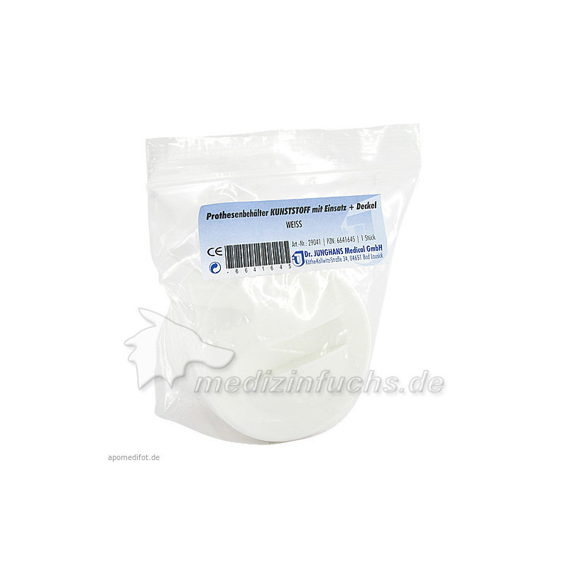 Prothesenbehälter weiß m. Deckel u. Einsatz, 1 ST – PZN 6641645